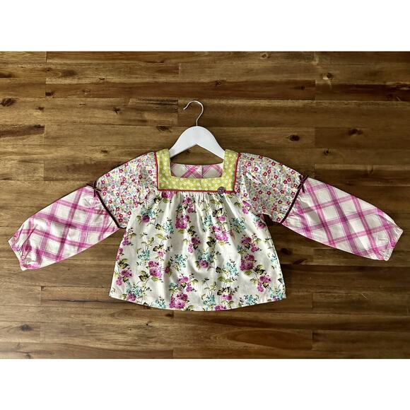 NWT Matilda Jane Enchanted Garden Art School Mixed Print Pink Floral Peasant Top - Picture 2 of 9